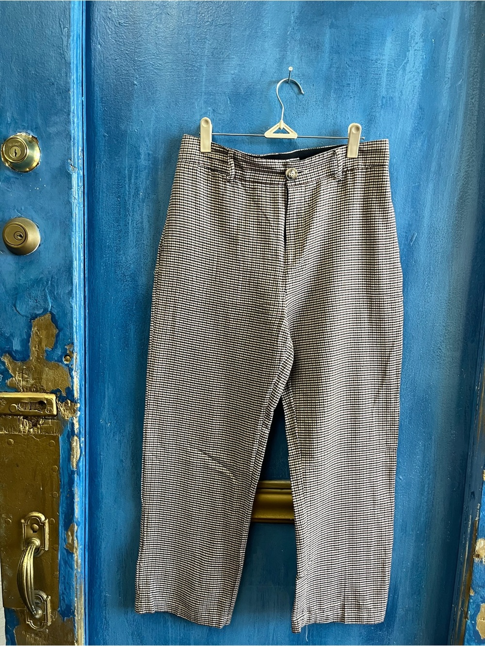SHEIN Small Houndstooth Chinos - Black & White